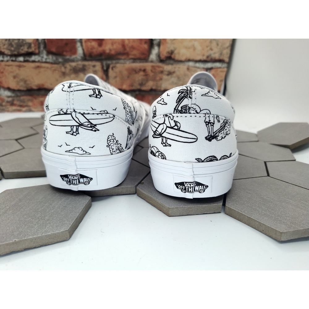 Vans Classic SlipOn Low Tide True White Beach Graphic Skater Surf Shoes Men 11.5 - Picture 7 of 8